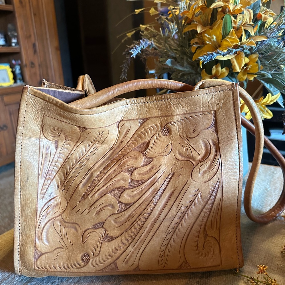 Classic Western Tooled Leather handbag by Force Ten EUC